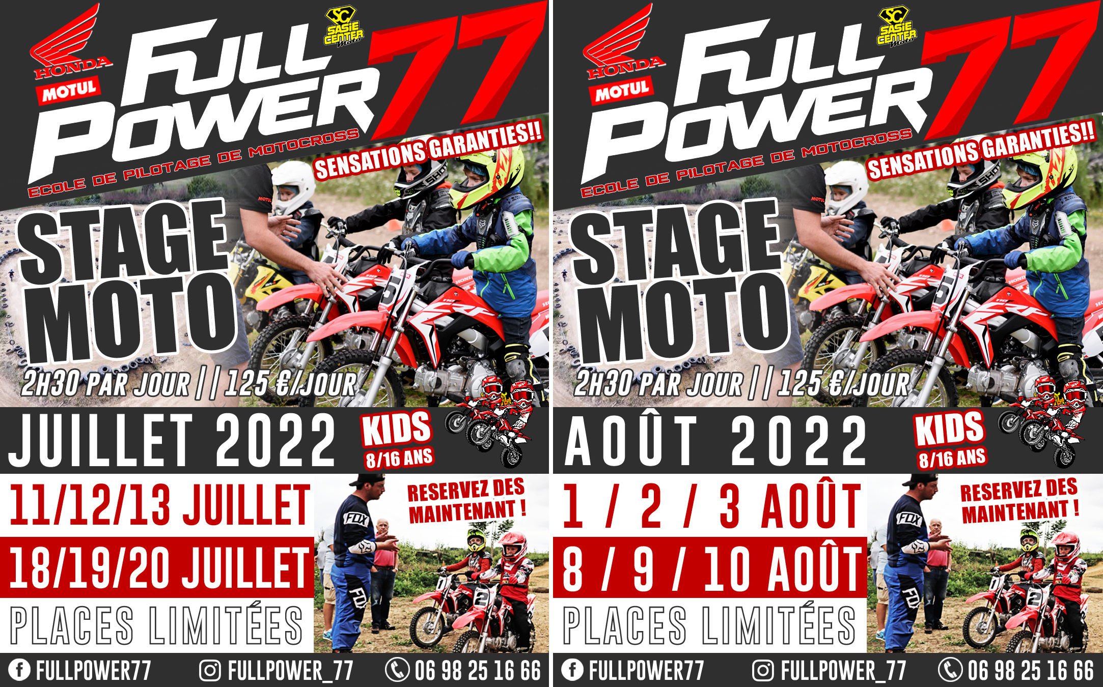 Stages motocross été 2022 (juillet / août)